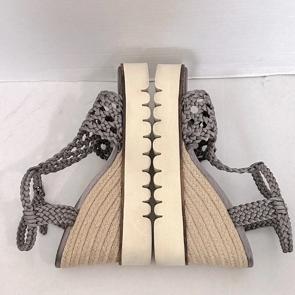 BIBI LOU X Anthropologie ARIEL WEDGE PLATFORM SANDAL IN COLOR NEUTRAL SIZE 39/8